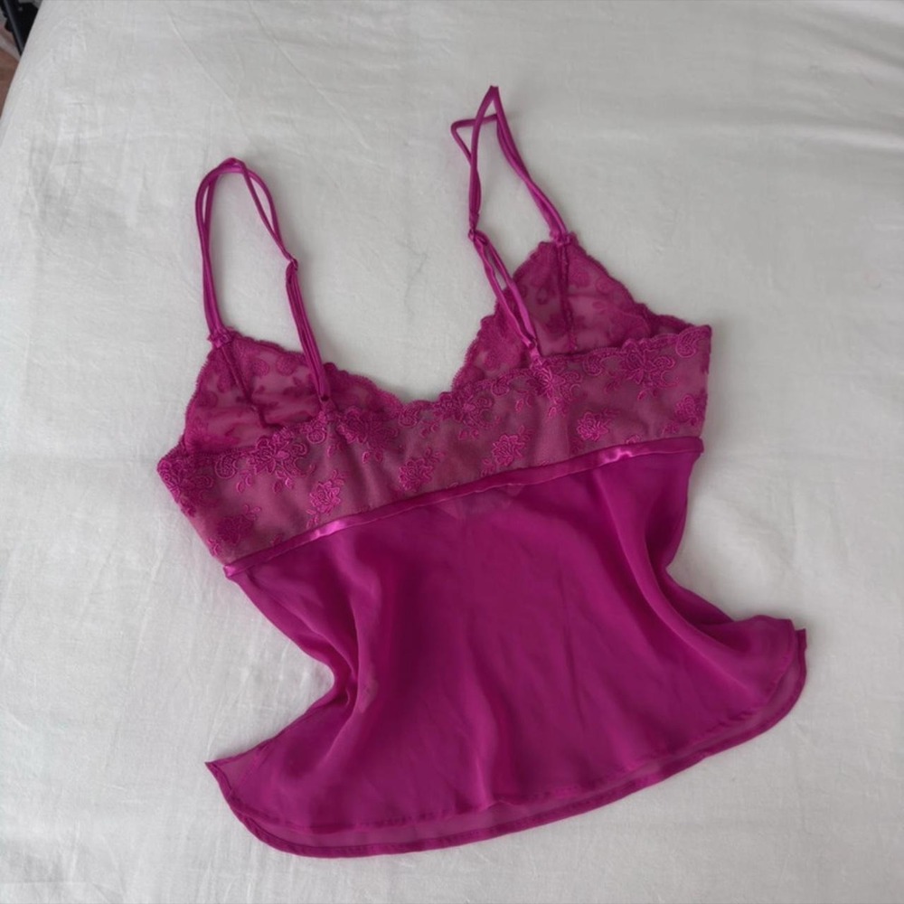 Vintage Sheer Euro Y2K Pink Tank Top With Bow - Picture 5 of 8